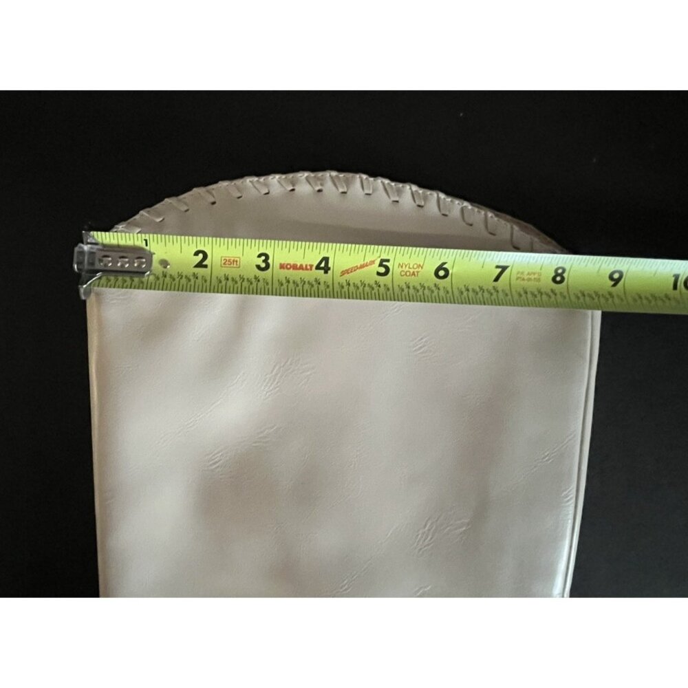 Wide Calf Boot Coconut Cream Size 9.5 Pleather Fashion Boots Side Zip 3" Block - Picture 9 of 12